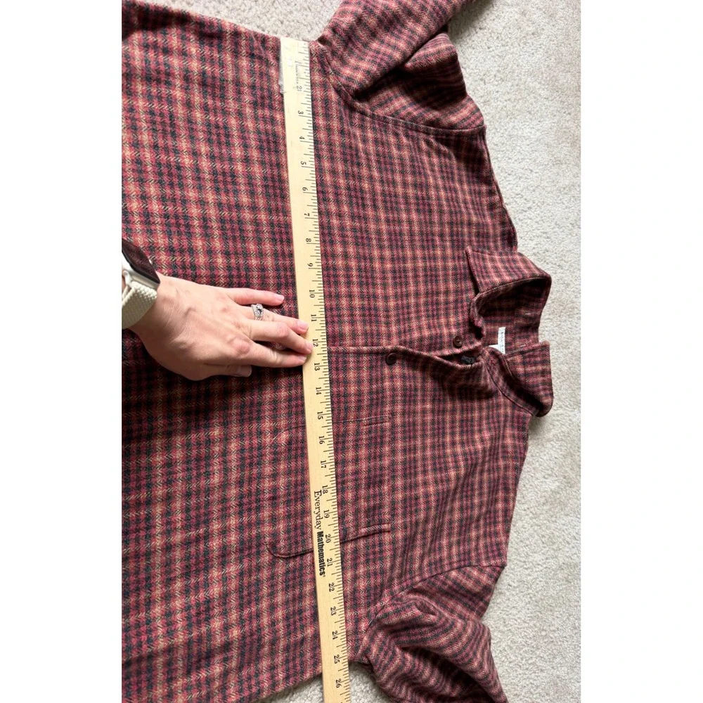 Banana Republic Mens Shirt Overshirt NEW RELAXED FIT FLANNEL Plaid Red Large